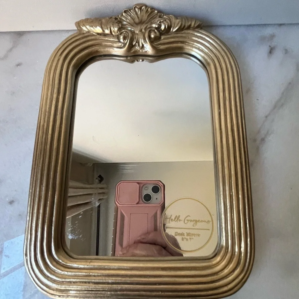 ORNATE Gold Easel Back Table Top Easel Mirror 9”x6.5”